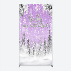 Aperturee - Aperturee Baby It’s Cold Outside Rectangle Backdrop Lavender Winter Wonderland Purple Snowflake Girl Baby Shower Decor