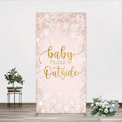 Aperturee - Aperturee Baby Its Cold Outside Rectangle Backdrop Pink Snowflake Winter Baby Shower Cover