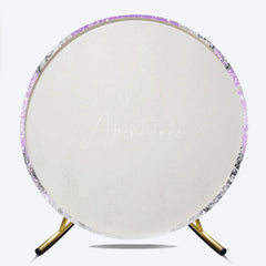 Aperturee - Aperturee Baby It’s Cold Outside Round Backdrop Lavender Winter Wonderland Purple Snowflake Girl Baby Shower Decor