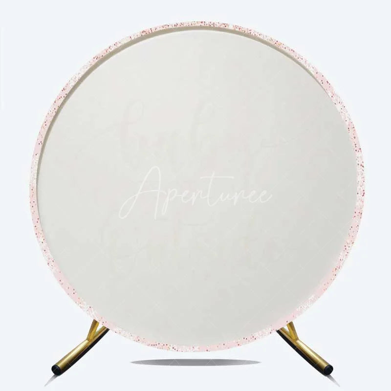 Aperturee - Aperturee Baby Its Cold Outside Round Backdrop Pink Winter Wonderland Snowflakes Girl Baby Shower Background