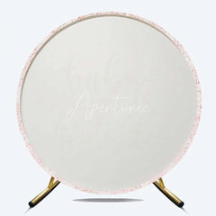 Aperturee - Aperturee Baby Its Cold Outside Round Backdrop Pink Winter Wonderland Snowflakes Girl Baby Shower Background