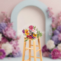 Aperturee - Aperturee Baby Pink Floral Arch Fine Arts Wedding Backdrop
