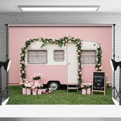 Aperturee - Aperturee Baby Pink Motor Home Floral Sweet Wedding Backdrop