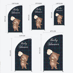 Aperturee - Aperturee Baby Shower Bear with Balloons Half Moon Arch Backdrop Green and Blue Tartan Plaid Party Cover