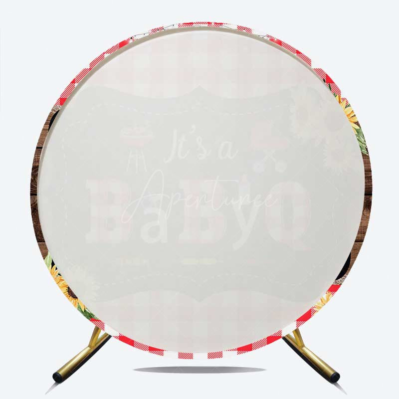 Aperturee Aperturee Babyq Plaid Summer Baby Shower Round Backdrop
