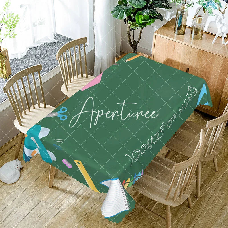 Aperturee - Aperturee Back To School Green Blackboard Rectangle Tablecloth