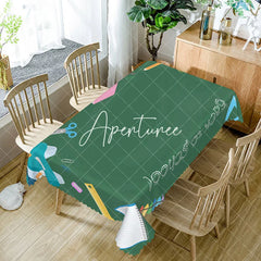 Aperturee - Aperturee Back To School Green Blackboard Rectangle Tablecloth