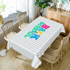 Aperturee - Aperturee Back to School Lined Paper Rectangle Tablecloth Colorful Text Notebook Table Cover Kindergarten Classroom Decor
