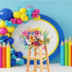Aperturee - Aperturee Back to School Photography Backdrop Giant Colorful Pencil Art Background Creative Paint Photo Prop