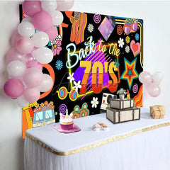 Aperturee - Aperturee Back To The 70s Black Disco Musical Birthday Backdrop