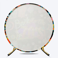 Aperturee - Aperturee Back to the 70s Groovy Round Backdrop for Birthday Retro Neon with Disco Ball Hippie Themed Party Decor