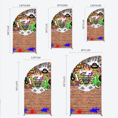 Aperturee - Aperturee Back To The 90s Half Moon Arch Backdrop Hip Hop Graffiti Party Decoration Retro Brick Wall Background