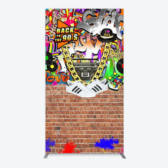 Aperturee - Aperturee Back To The 90s Rectangle Backdrop Hip Hop Graffiti Party Decoration Retro Brick Wall Background