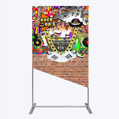 Aperturee - Aperturee Back To The 90s Rectangle Backdrop Hip Hop Graffiti Party Decoration Retro Brick Wall Background