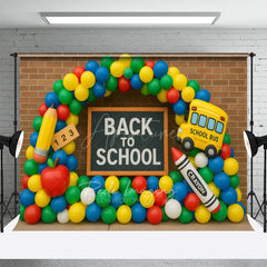 Aperturee - Aperturee Balloon Arch Back To School Wood Combo Set Backdrop