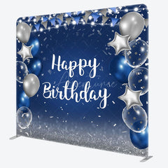 Aperturee - Aperturee Balloon Flag Glitter Birthday Square Tension Backdrop