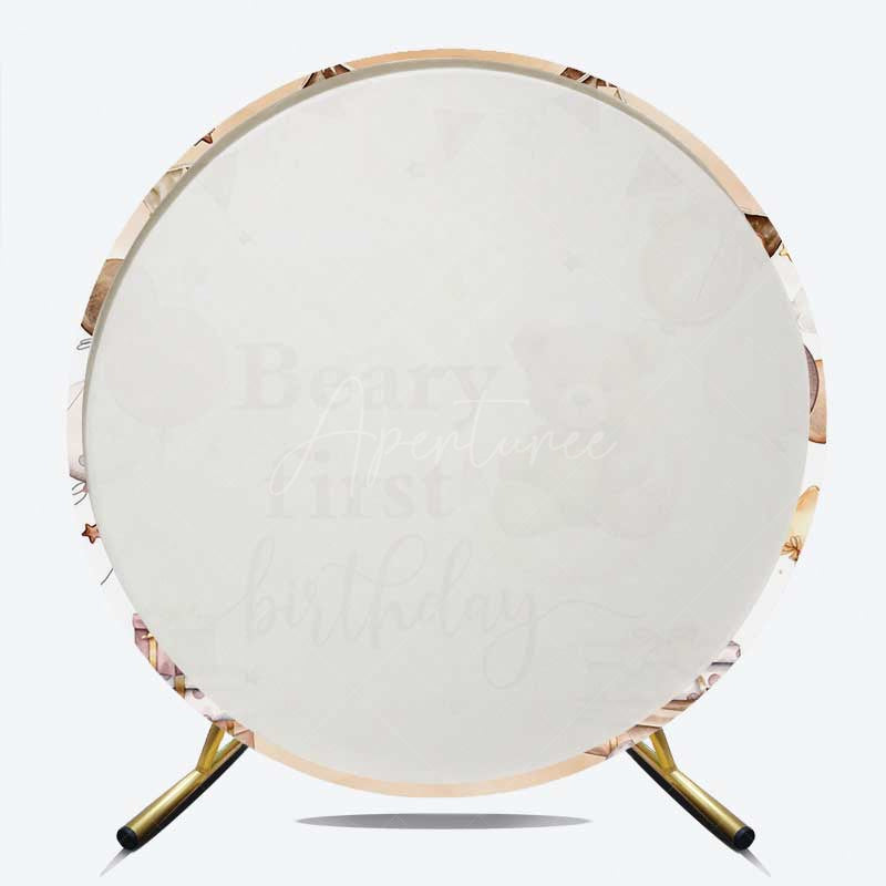 Aperturee Aperturee Balloon Moon Beary First Birthday Round Backdrop