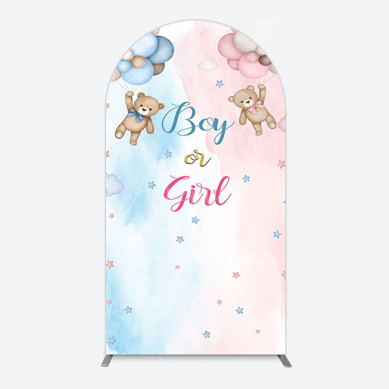 Aperturee - Aperturee Balloon Teddy Baby Shower Gender Reveal Arch Backdrop