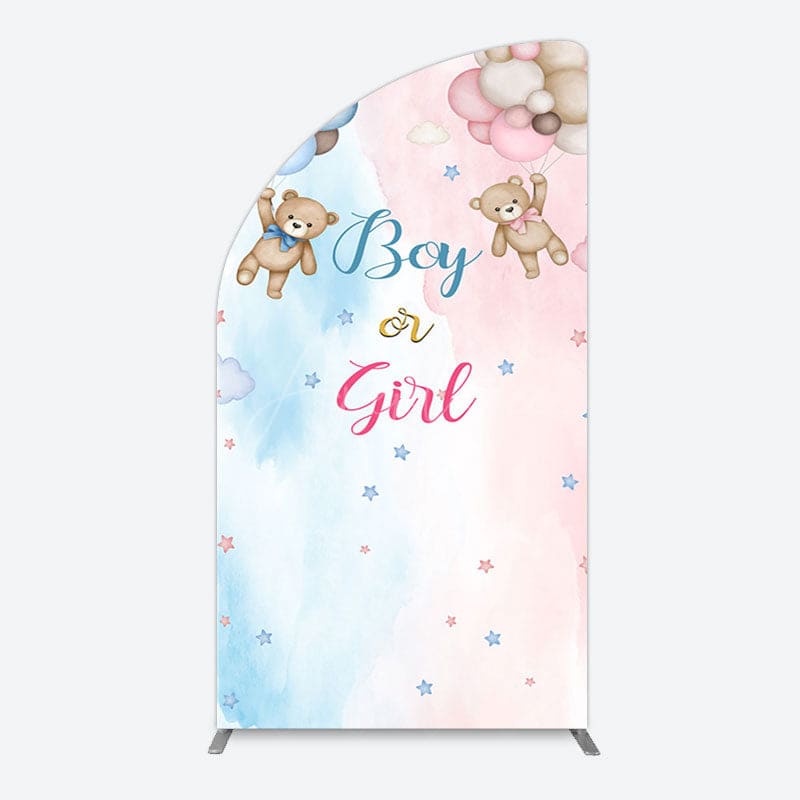Aperturee - Aperturee Balloon Teddy Baby Shower Gender Reveal Half Moon Arch Backdrop