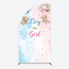Aperturee - Aperturee Balloon Teddy Baby Shower Gender Reveal Half Moon Arch Backdrop