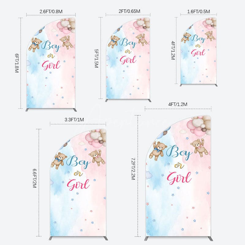 Aperturee - Aperturee Balloon Teddy Baby Shower Gender Reveal Half Moon Arch Backdrop