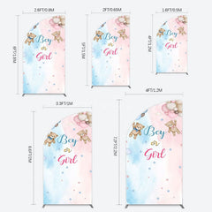 Aperturee - Aperturee Balloon Teddy Baby Shower Gender Reveal Half Moon Arch Backdrop