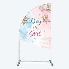 Aperturee - Aperturee Balloon Teddy Baby Shower Gender Reveal Half Moon Arch Backdrop