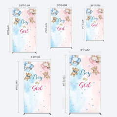 Aperturee - Aperturee Balloon Teddy Baby Shower Gender Reveal Rectangle Backdrop