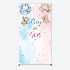 Aperturee - Aperturee Balloon Teddy Baby Shower Gender Reveal Rectangle Backdrop