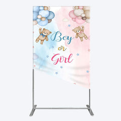 Aperturee - Aperturee Balloon Teddy Baby Shower Gender Reveal Rectangle Backdrop