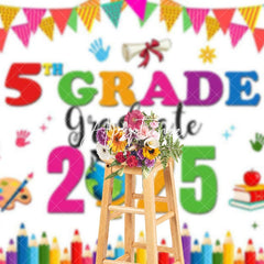 Aperturee - Aperturee Balloons 5th Grade 2025 Congrats Graduate Backdrop