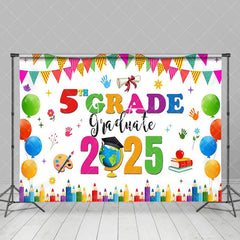 Aperturee - Aperturee Balloons 5th Grade 2025 Congrats Graduate Backdrop