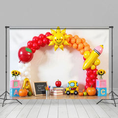 Aperturee - Aperturee Balloons Arch Welcome Back To School Photo Backdrop