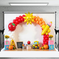Aperturee - Aperturee Balloons Arch Welcome Back To School Photo Backdrop