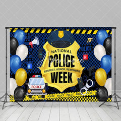 Aperturee - Aperturee Balloons Blue Gold National Police Week Backdrop