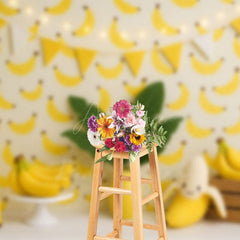 Aperturee - Aperturee Banana Plantain Leaf Fresh Sweet Cake Smash Backdrop