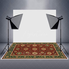Aperturee - Aperturee Baroque Floral Pattern Rubber Floor Mat For Photo