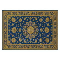 Aperturee - Aperturee Baroque Navy And Gold Rubber Floor Mat For Photo