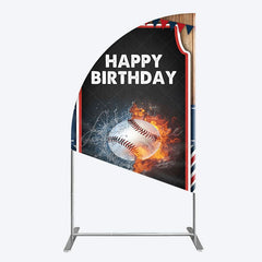 Aperturee - Aperturee Baseball Fights Sport Happy Birthday Half Moon Arch Backdrop
