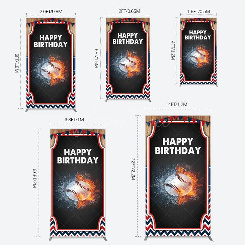 Aperturee - Aperturee Baseball Fights Sport Happy Birthday Rectangle Backdrop