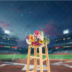 Aperturee - Aperturee Baseball Stadium Lights Sports Backdrop Night Arena Field Game Day Background for Boy Birthday Party