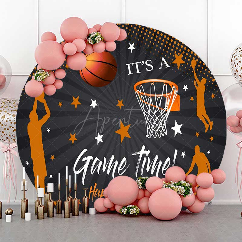 Aperturee Aperturee Basketball Game Time Boy Round Birthday Backdrop