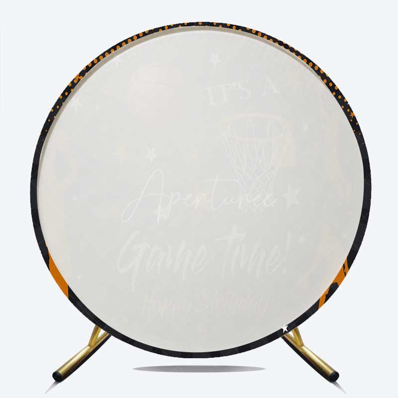 Aperturee Aperturee Basketball Game Time Boy Round Birthday Backdrop