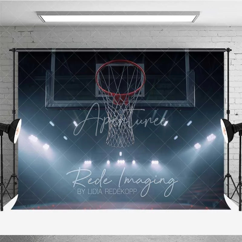 Aperturee - Aperturee Basketball Hoop Arena Sports Photography Backdrop Night Stadium Light Slam Dunk Game Background