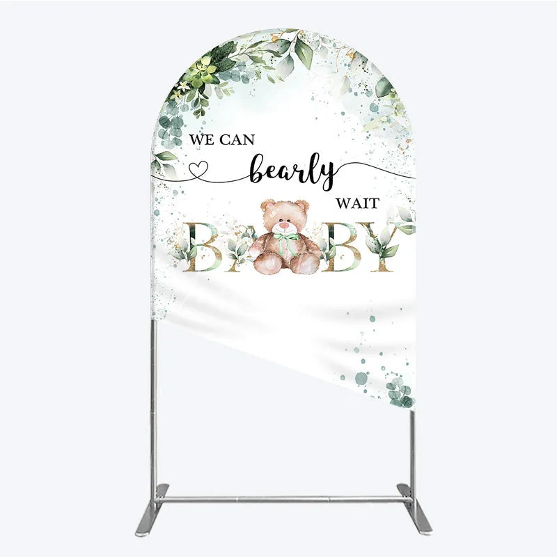Aperturee - Aperturee Bearly Wait Arch Backdrop Teddy Bear Eucalyptus Greenery Baby Shower Party Decor