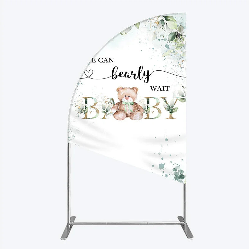 Aperturee - Aperturee Bearly Wait Half Moon Arch Backdrop Teddy Bear Eucalyptus Greenery Baby Shower Party Decor