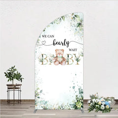 Aperturee - Aperturee Bearly Wait Half Moon Arch Backdrop Teddy Bear Eucalyptus Greenery Baby Shower Party Decor