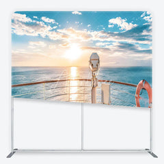 Aperturee - Aperturee Beautiful Sunset Ocean Cruise Ship Deck Square Double-Sided Backdrop Scenic Travel Theme Party Decor