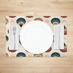 Aperturee - Aperturee Beige Abstract Geometric Pattern Set Of 4 Placemats