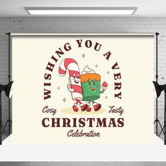 Aperturee - Aperturee Beige Cane Candy Cake Cosy Tasty Christmas Backdrop